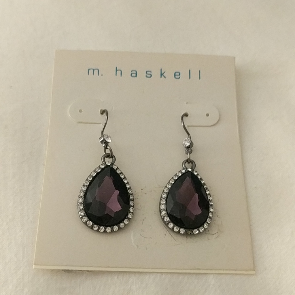 Purple And Black Dangling Earrings